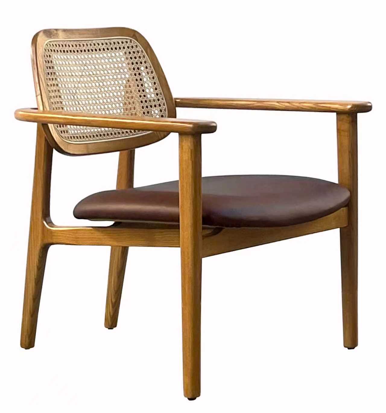 Palma Rattan & Leather Armchair - Image 3