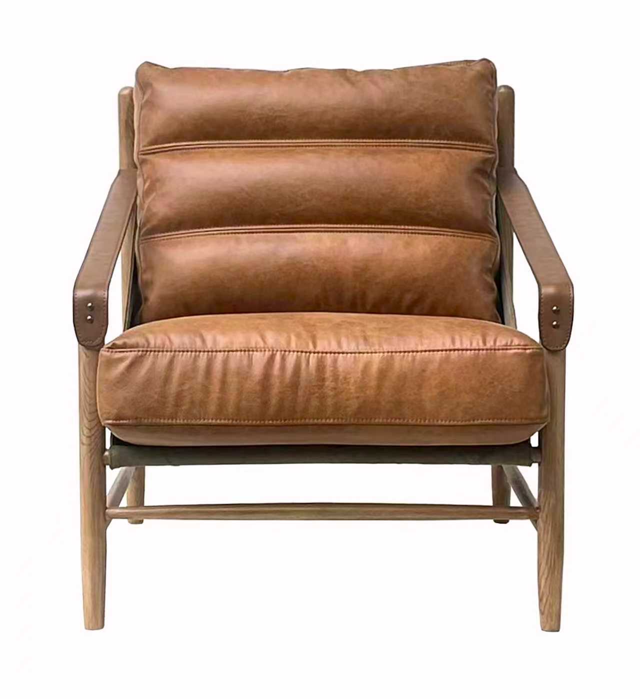Heritage Leather & Canvas Lounge Chair - Image 2