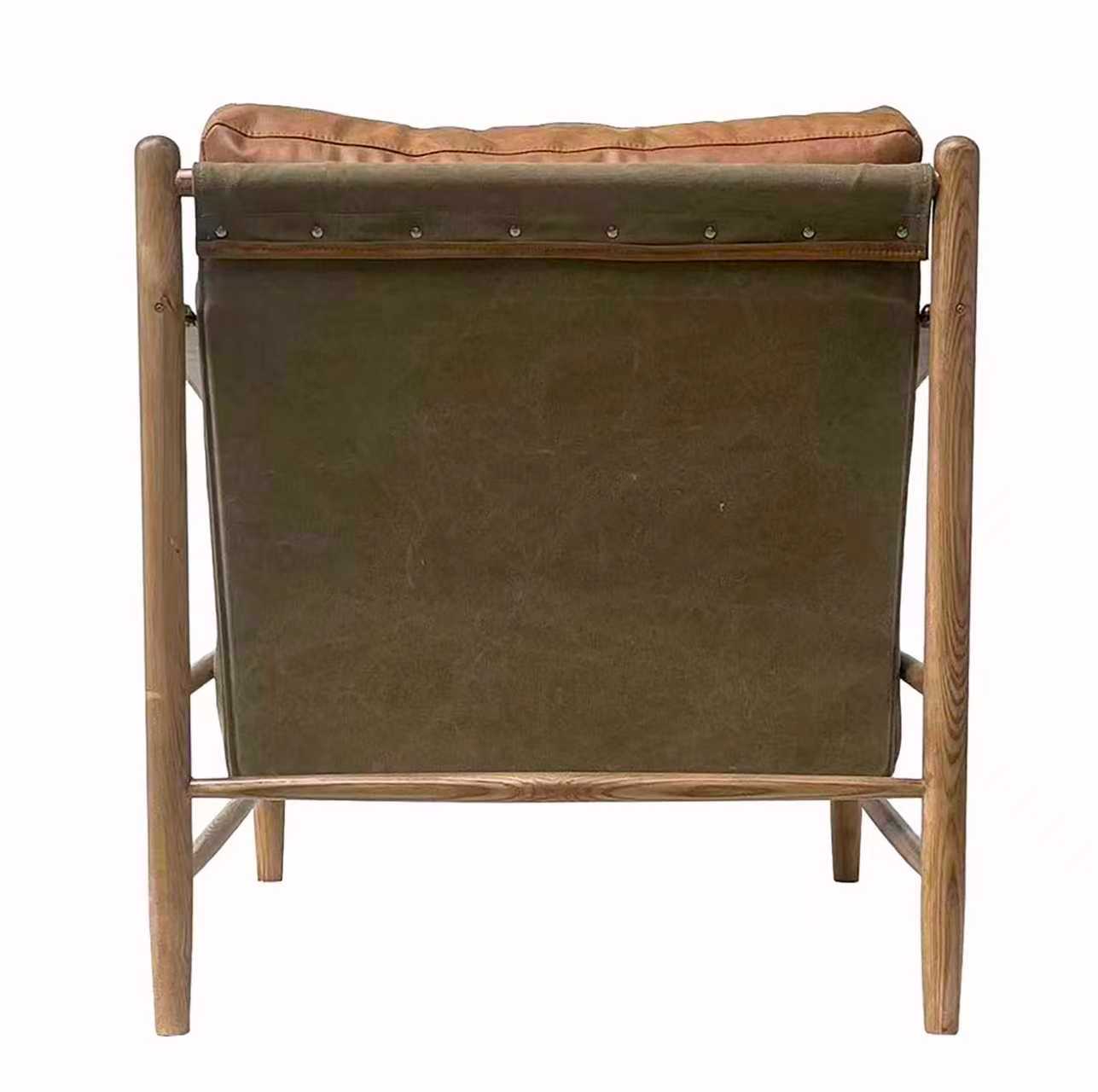 Heritage Leather & Canvas Lounge Chair - Image 3